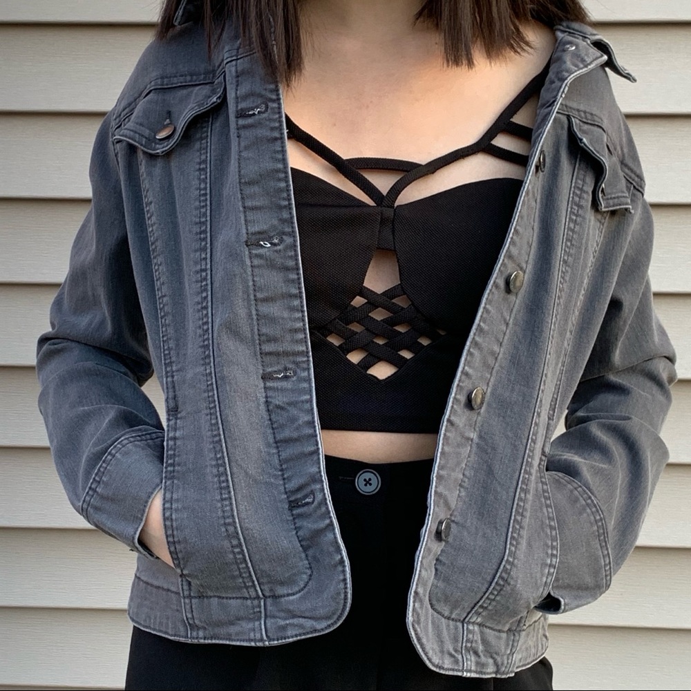 gray denim jacket